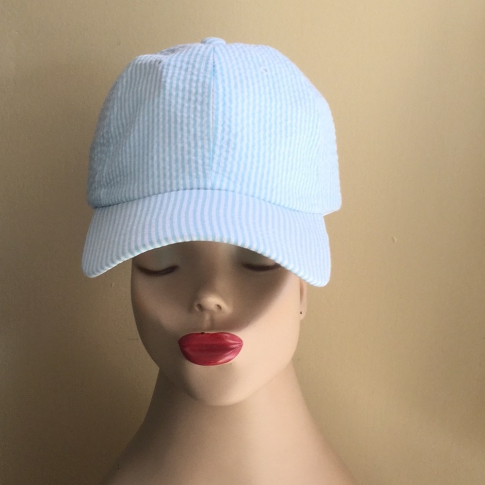 Aqua Seersucker Ballcap
